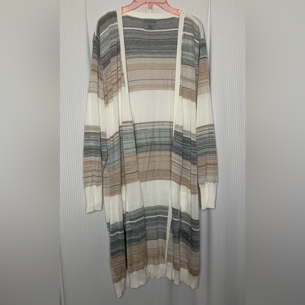 Joseph A. Longline Open Front Cardigan Neutral Color Lightweight See Measurement